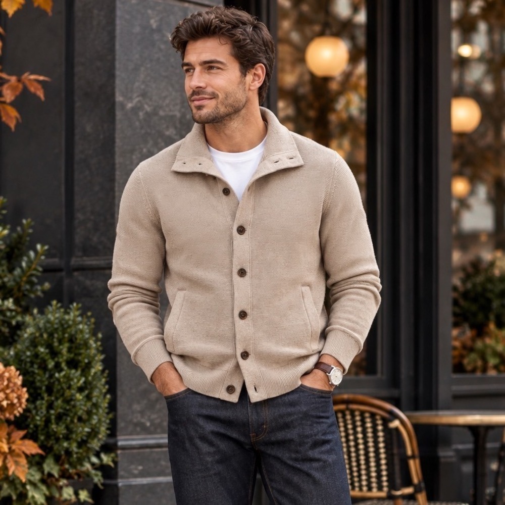 NWT Banana Republic 100% Supima Cotton Beige Button Cardigan Sweater Fall Sz M